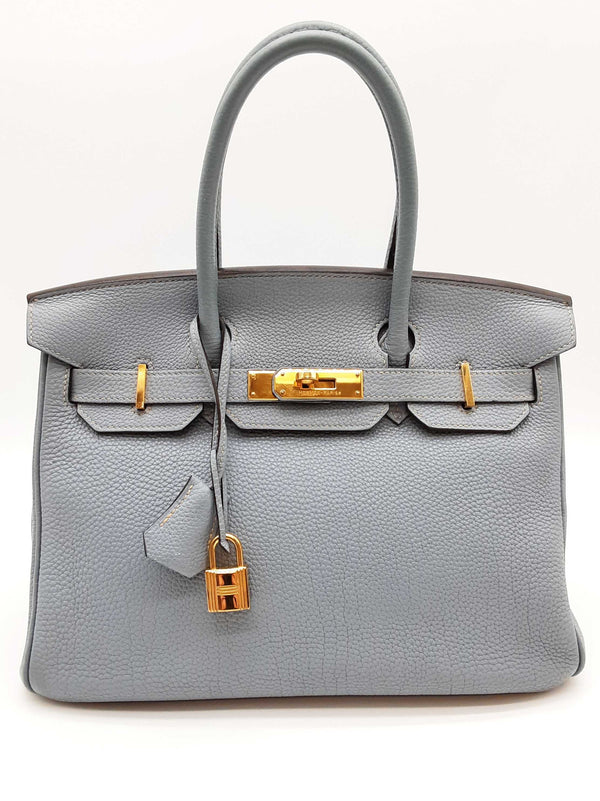 Hermes Birkin 30 Bleu Lin Blue Togo Gold Hardware Handbag Do0725lprxzde