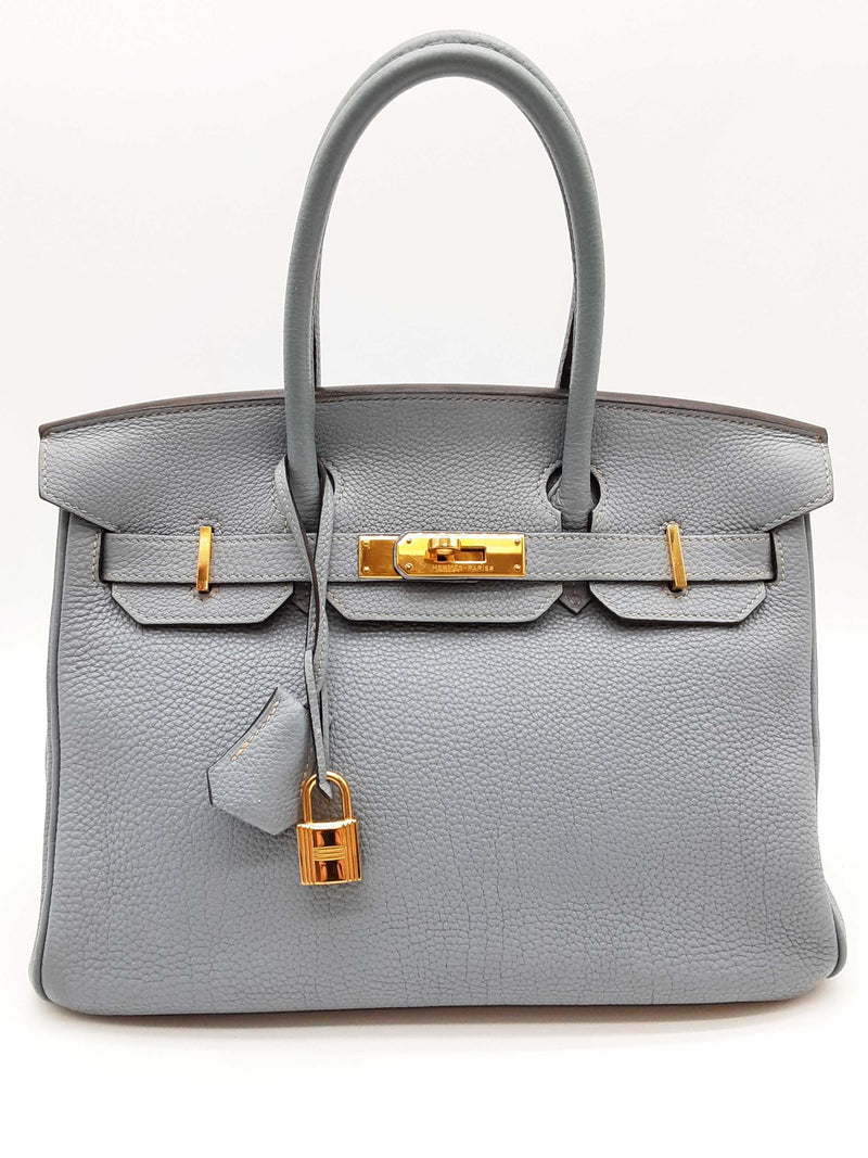 Hermes Birkin 30 Bleu Lin Blue Togo Gold Hardware Handbag Do0725lprxzde