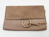 Chloe Faye Taupe Beige Gray Suede Leather Chain Clutch Do0925crde