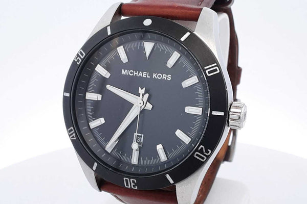 Michael Kors Layton 44mm Quartz Stainless Steel Watch & Leather Band Eb0125wxsa