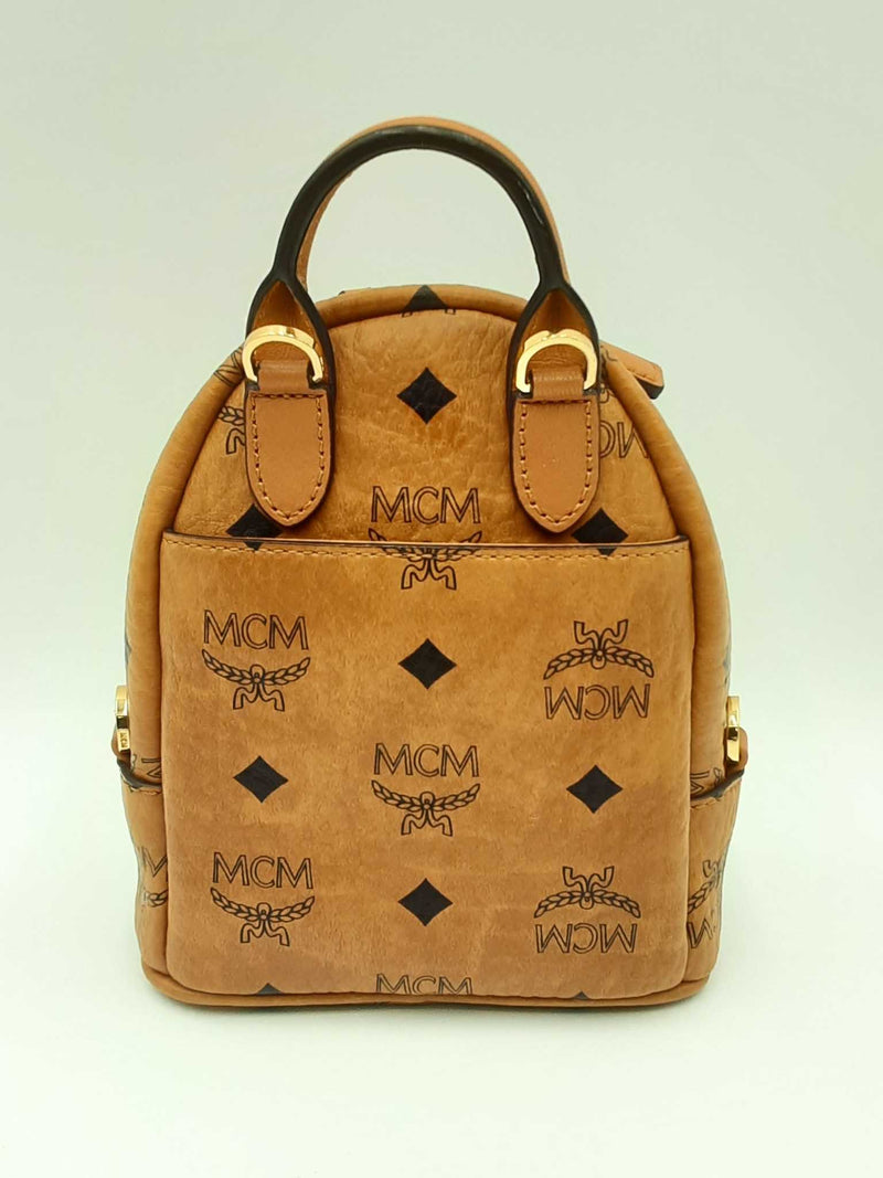 Mcm Patricia Visetos Coated Canvas Mini Handbag In Cognac Fw1124lxzdu