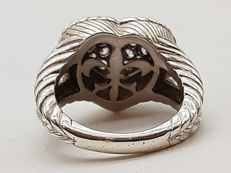 Judith Ripka Heart Cz 0.925 Sterling Silver 10.2g Ring Size 6 Do1125rxde