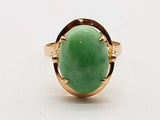 Dyed Green White Jade 14k Yellow Gold 3.7g Ring Size 9.5 Do0426oxzde