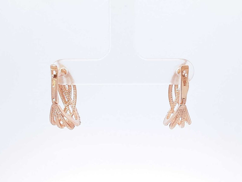14k Rose Gold & Cubic Zirconia Crossover Leverback Earrings 4.5 Gram Fw0924lerdu