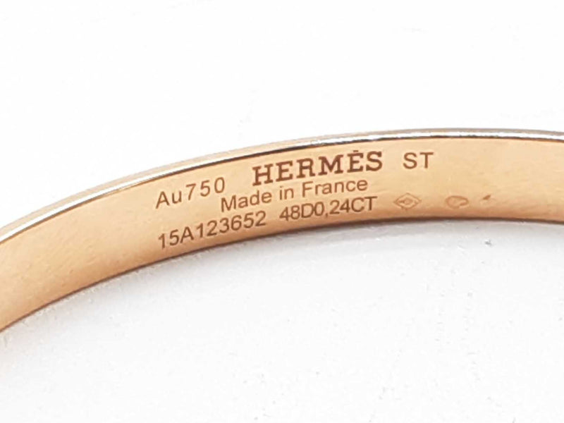 Hermes Collier De Chien 18k Rose Gold Diamond Bangle Bracelet 0124rxzxde