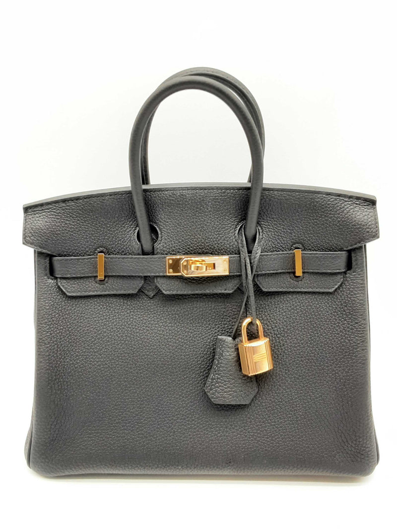 Hermes Birkin 25cm Noir Black Togo Gold Hardware Handbag Do0125olxzxde