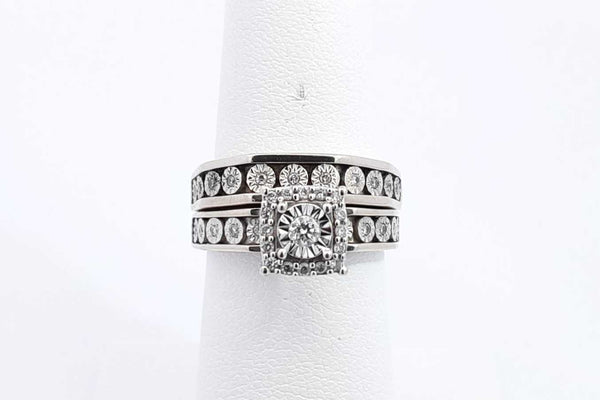 Diamond Engagement Set In 14k White Gold 6.7 Grams Size 6 Eb0724lirsa