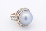 Pearl & Diamond Ring In 18k Yellow Gold 16.4 Grams Size 6.5 Eb1124rlxsa