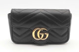 Gucci Chevron Quilted Black Leather Marmont Mini Shoulder Bag Eb0626wrxsa