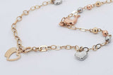 14k Tricolor Gold Bracelet With Dolphin & Heart Charms 3.8g 9 Inch Eb1125oxzsa