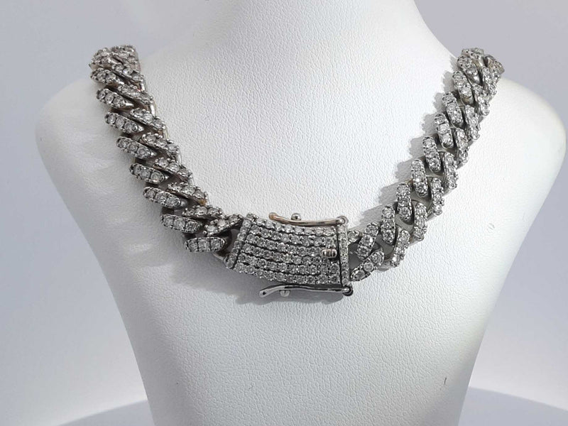 6.22 Cttw Diamond 10k White Gold Cuban Link Chain 72.8 G 20 Inches Aa0925wrxzsa