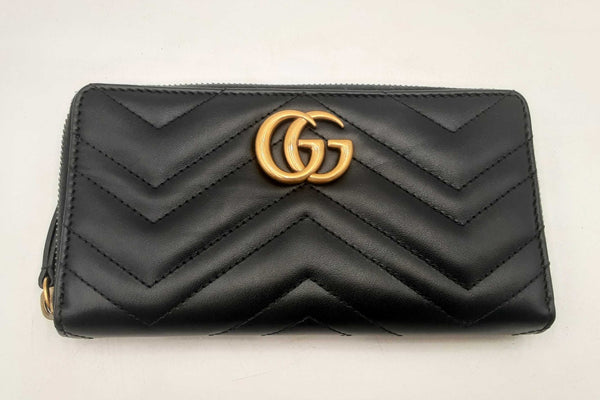 Gucci Gg Marmont Zip Around Black Wallet Sd0825ozxsa