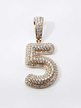 2.18 Cttw Pavé Diamond & 10k Yellow Gold " 5 " Pendant 4.6 Grams Fw0526rsrdu