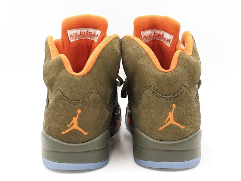 Nike Air Jordan 5 Retro In Army Olive & Solar Orange Size 11 Fw0925rzdu