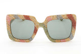 Gucci Stripe Glitter Square Frame Sunglasses Gg0328s Eb0926lxzde