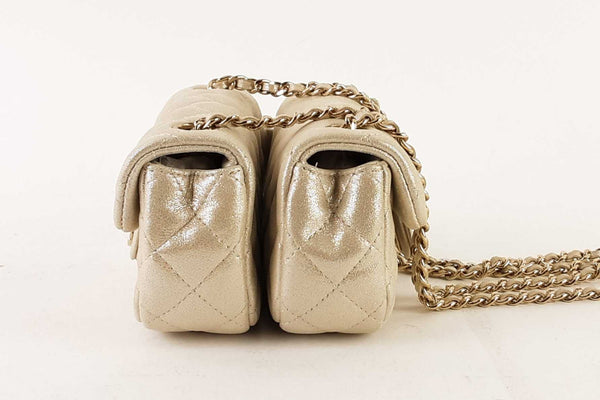 Chanel Silver Mini Twin Classic Flap Crossbody Bag Rporxzsa 144010016417