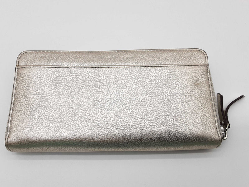 Kate Spade Larchmont Avenue Logo Metallic Silver Leather Wallet Do0425orde