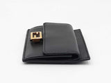 Fendi Baguette Card Holder Wallet In Black Nappa Leather Fw1025loxdu