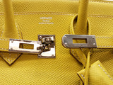 Hermes Birkin 25 Candy Lime Yellow Epsom Gray Interior Handbag Do0525lixzxde