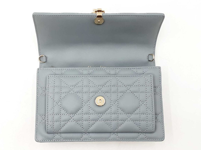 Christian Dior My Daily Dior Pouch In Cloud Blue Cannage Lambskin Fw00725lzxzdu
