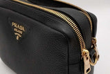 Prada Vitello Daino Black Leather Double Zip Camera Crossbody Bag Eb1026sxzsa