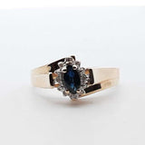 10k Yellow Gold 3g Blue Halo Cluster Ring Size 7 Lh0326llxde