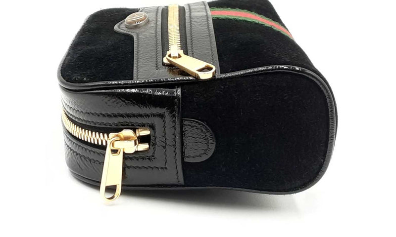 Gucci Black Suede Patent Web Ophidia Belt Bag Eb0424rrxdu