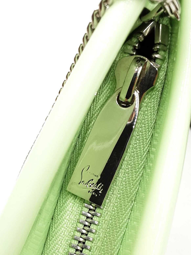 Christian Louboutin Loubitwist Patent Leather Clutch In Studio Green Fw0725lxzdu