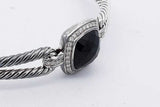 David Yurman Albion 925 Onyx & Diamonds Hinged Bangle Bracelet 25.6g Eb0826wxzsa