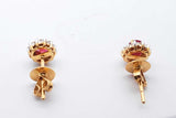 18k Yellow Gold Diamond & Ruby Earrings 3g .24cttw Lh0824wxzde