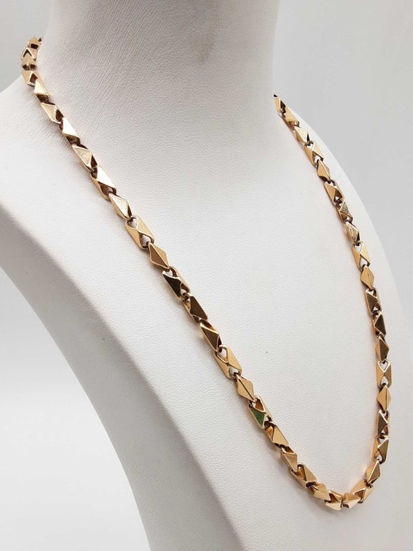 14k Yellow Gold 41.1g Three Dimensional Diamond Link Chain 18 In Do0225lrxzde