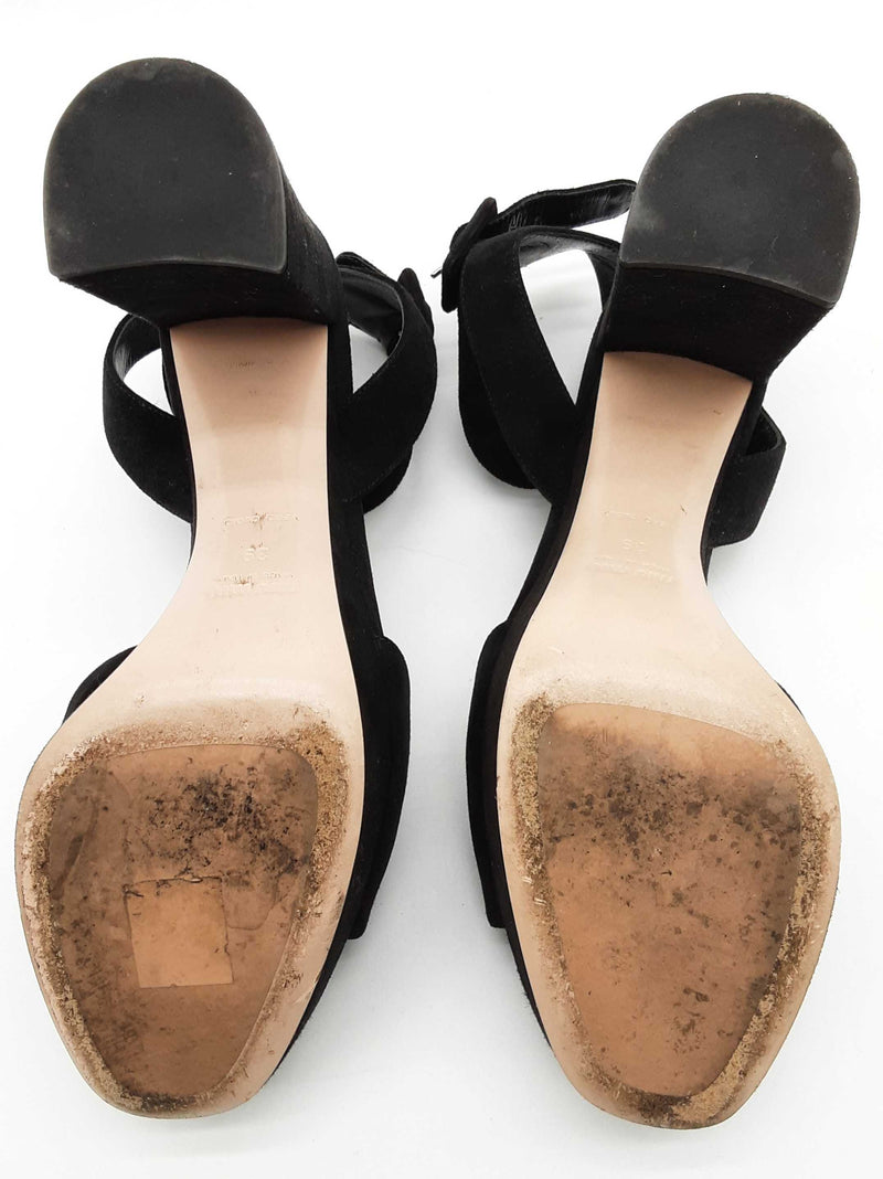 Miu Miu Black Suede Ankle Strap Platform Heels Size It 39 Do0625rxde