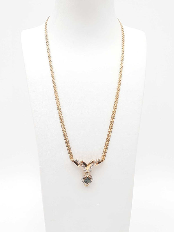 Lab-created Alexandrite, Natural Diamond & 14k Gold Necklace 13.5gs Fw0725rxzdu