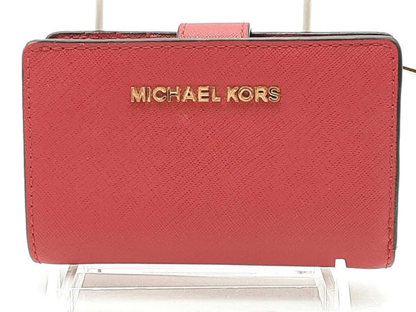 Michael Kors Bifold Saffiano Zip Pouch Red Wallet Aa0525lzsa
