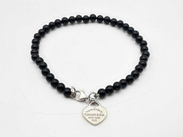 Tiffany & Co Return To Tiffany Black Onyx Bead Bracelet 7 Inch Sd0425lrzsa