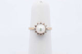 Pearl & Diamond Ring In 14k Yellow Gold 2.2 Grams Size 5 Eb1124cxsa