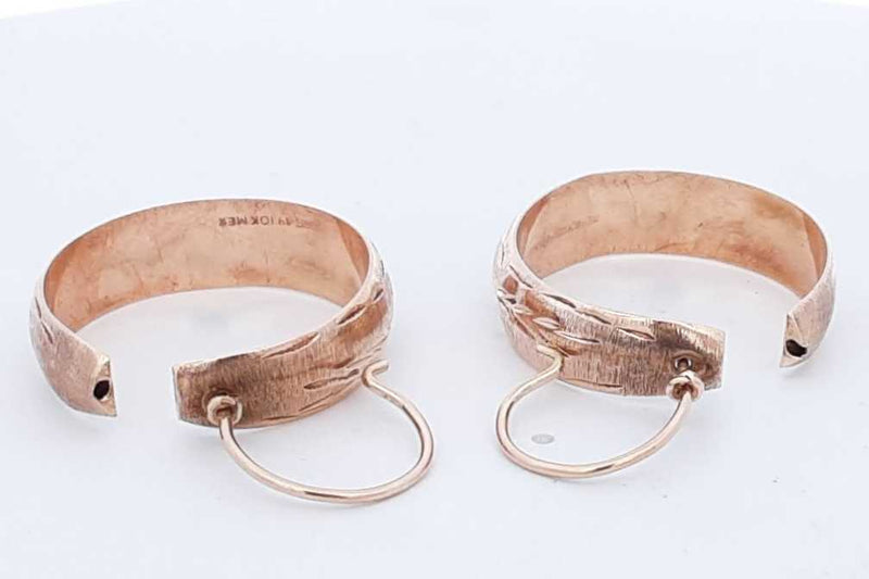 10k Rose Gold Etched Hoop Earrings 4.1 Grams Eb0824crsa