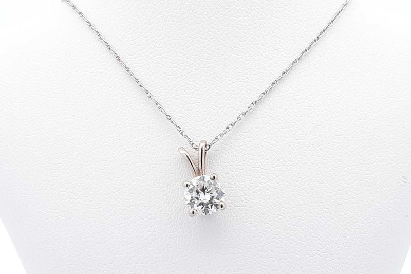 Approx. 0.6ctw Diamond Pendant Necklace In 14k White Gold 2g 16 Inch Eb1024sxzsa