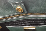 Prada 2 Tone Green Saffiano Leather Tote Bag Eb0726ixzsa