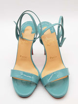 Christian Louboutin Loubi Queen Blue Patent Leather Heels Size 38 Eb0326oorde