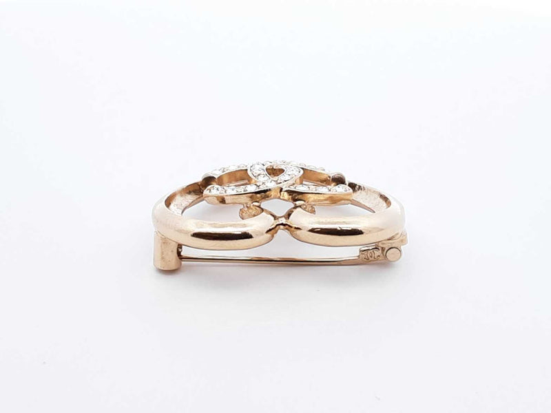Chanel Cc Logo Heart Gold-tone & Strass Brooch Fw1025lordu