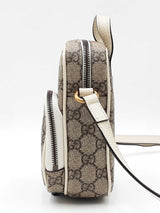 Gucci Ophidia Double Zip Messenger Bag In Gg Supreme Coated Canvas & Mystic White Leather Fw0726wrxdu