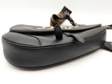 Christian Dior Black Grained Leather Saddle Bag Do0725loxzde