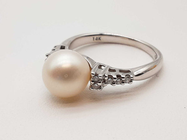 White Pearl 14k White Gold 3.2g Ring Size 7 Do0925loxde