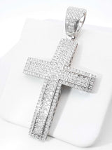 4.15 Cttw Diamond & 14k White Gold Cross Pendant 11.9 Grams Fw0826lsxzdu