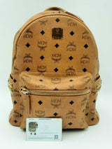 Mcm Stark Visetos Side Studs Backpack In Cognac Fw1124ocrdu