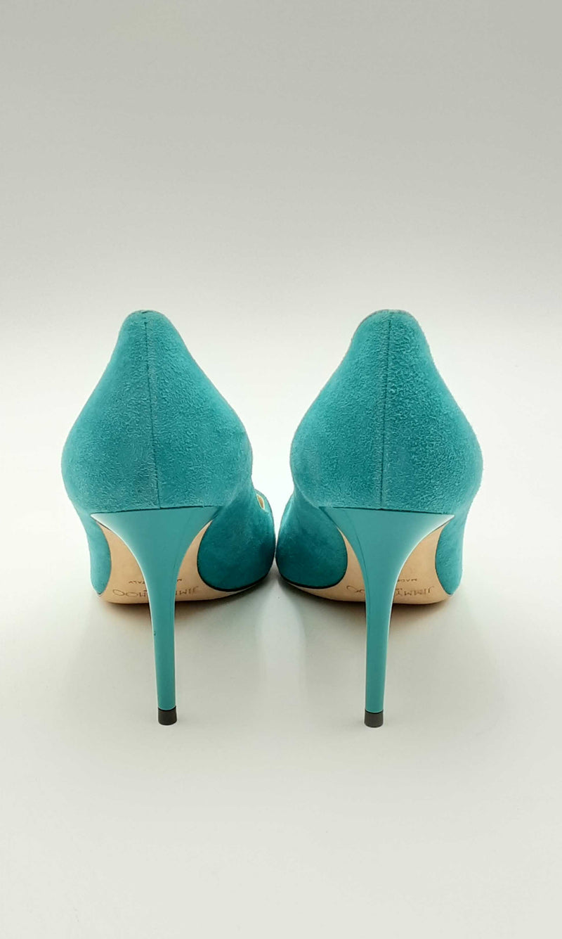 Jimmy Choo London Malibu Teal Suede Esme Heels Size 35 Eblorsa 144010028586