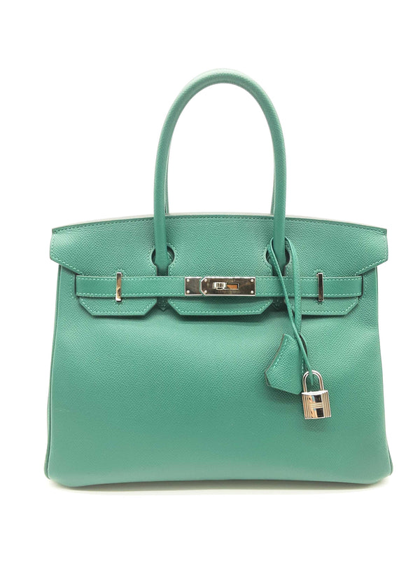 Hermes Birkin 30 Malachite Green Epsom Palladium Hardware Handbag Do1223crxzde