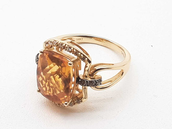 Le Vian 14k Yellow Gold 6.0g Citrine Diamond Ring Size 8 Do0224ixzde