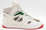 Gucci Basket High Top White Demetra Red Sneakers Size 7.5 Eb0526lxzsa